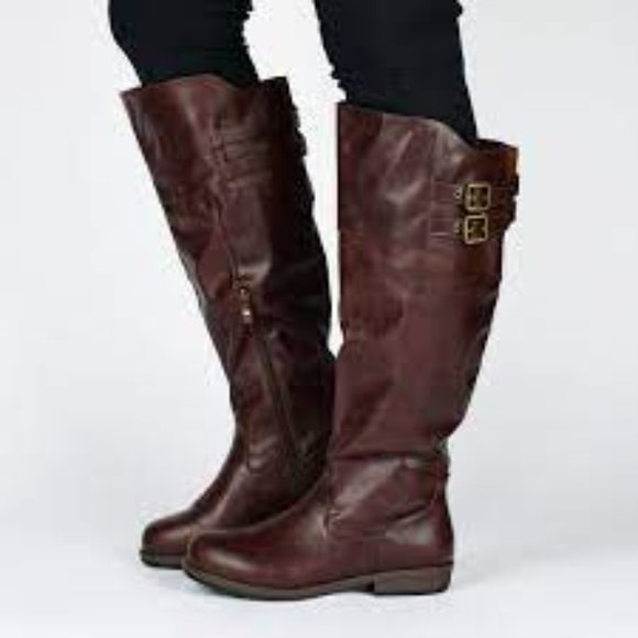 NWOB Journee TORI Extra Wide Calf Brown Vegan Leather Knee Boots 7.5 M - Picture 5 of 8